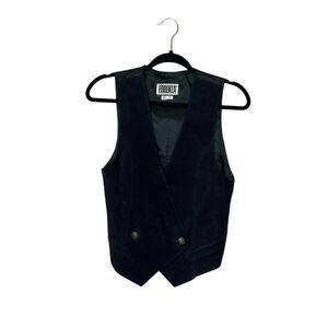 Forenza vintage black leather suede vest size M